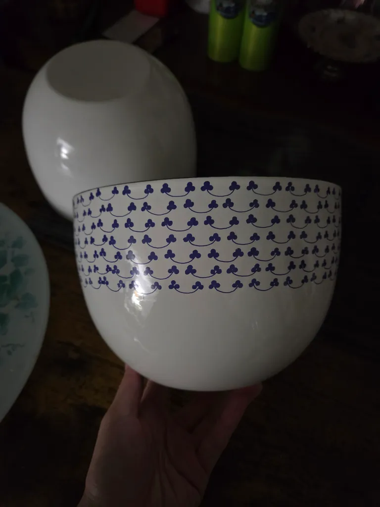 2 enamel bowls one w clovers photo 1