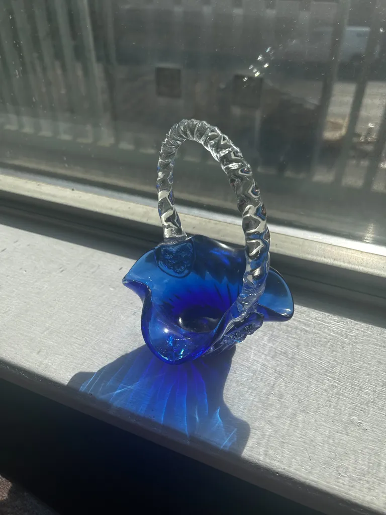 Blue glass dish photo 1