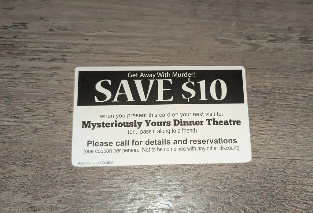 $10 off to Mysteriously Yours Dinner Theatre photo 1