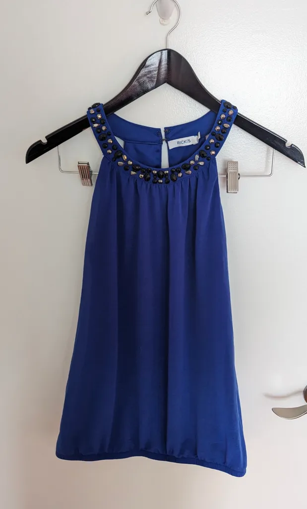 Ricki's Blue Embellished Halter Top - Women's Size Small photo 1