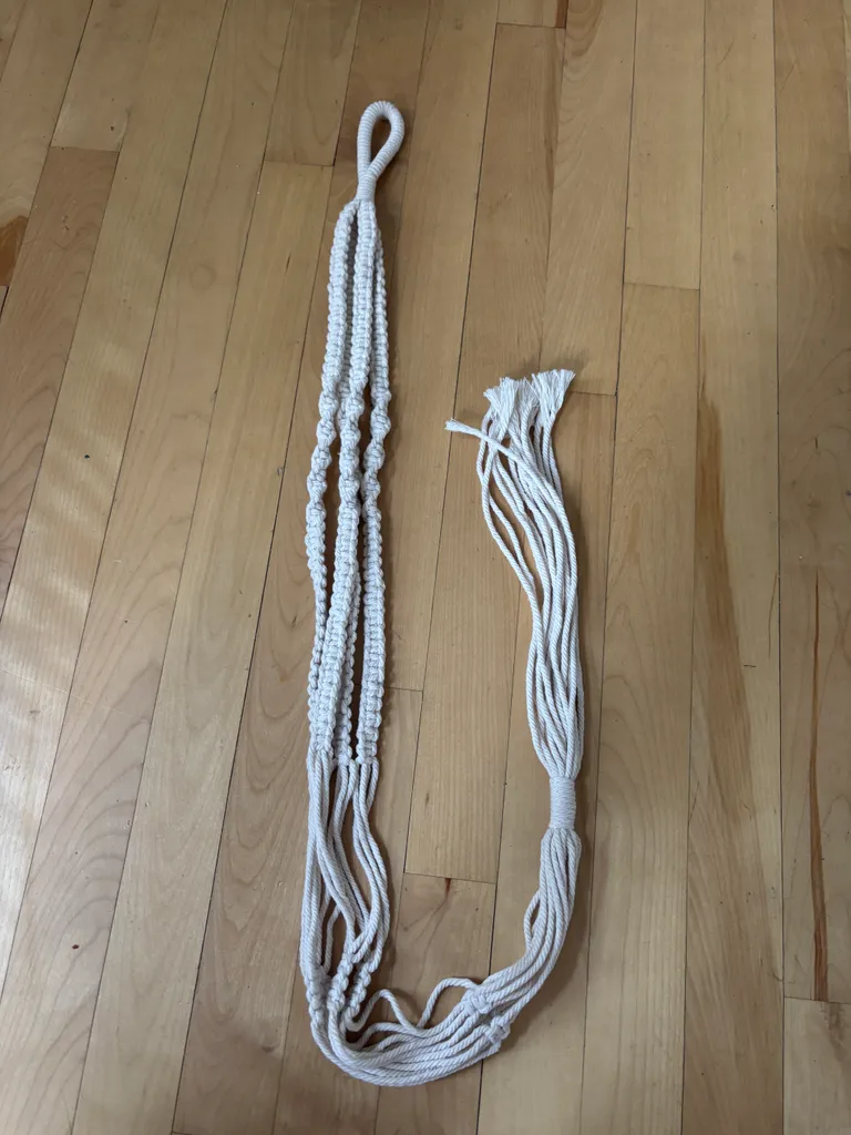 Handmade White Macrame Plant Hanger photo 1