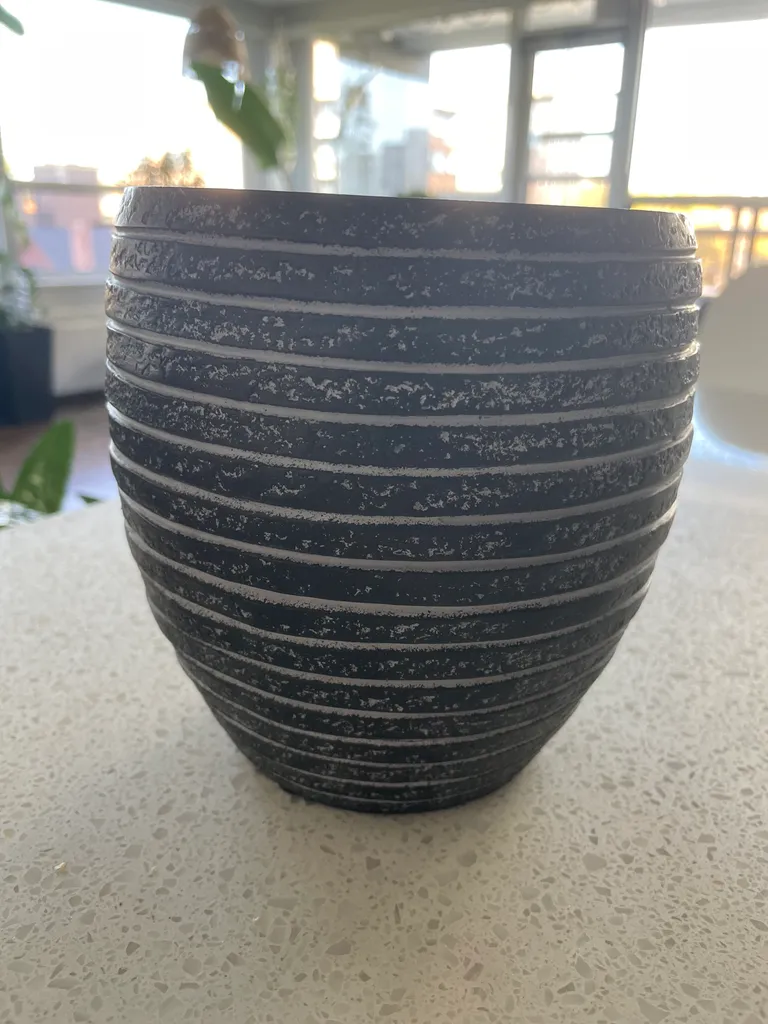 Textured black and grey medium sized planter photo 1