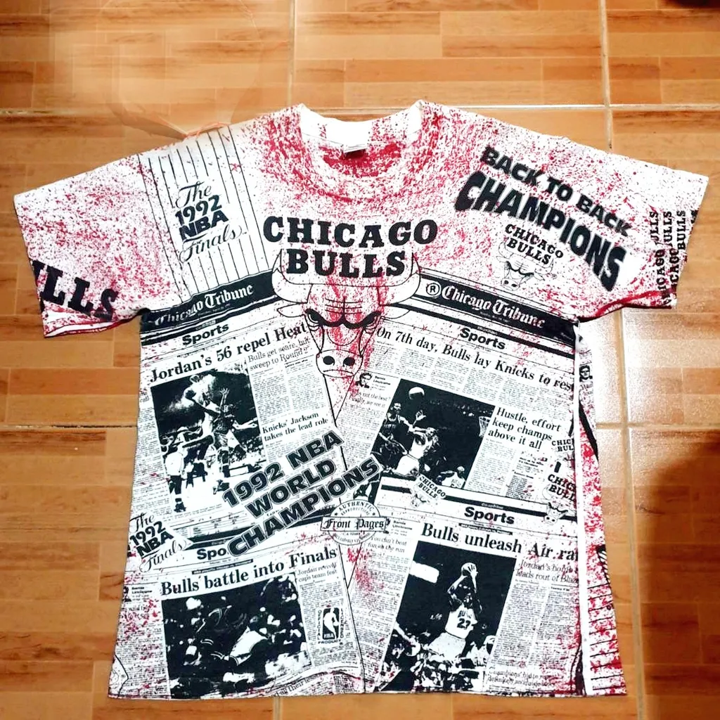 Chicago Bulls Vintage Shirt 1992 NBA AOP World Champions T Shirt photo 1