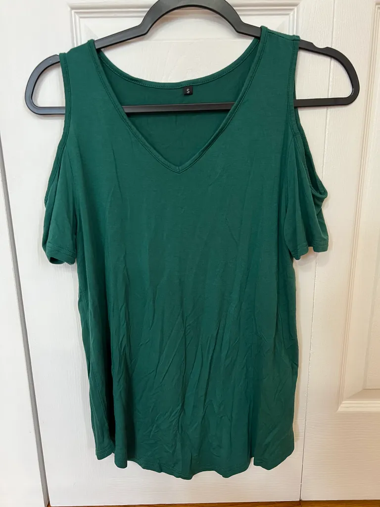 Dynamite Emerald Green Cold Shoulder T-Shirt, Small photo 1