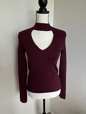 Burgandy Keyhole Knit Sweater (crop style above belly button) photo 1
