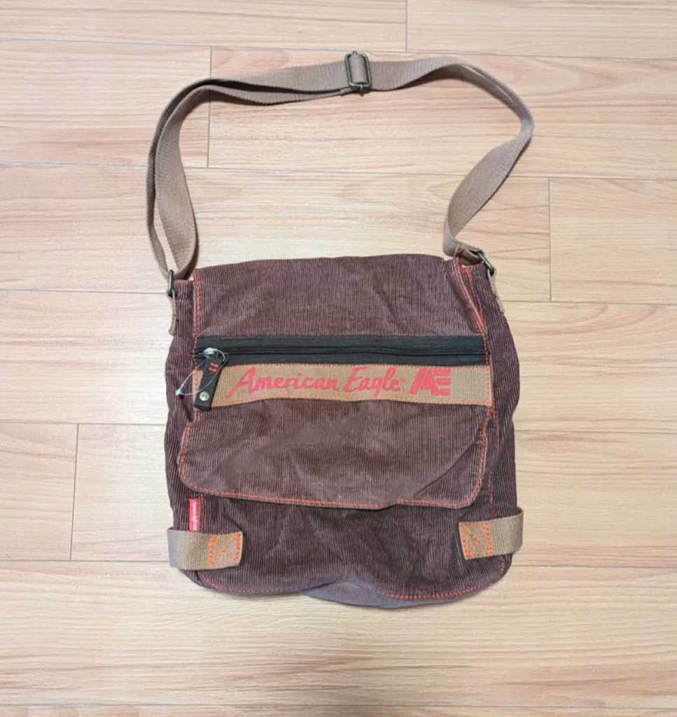 American Eagle Brown Corduroy Messenger Bag photo 1