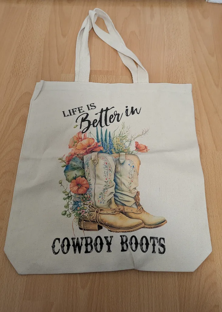 Brand New Life is Better in Cowboy Boots Graphic Tote Bag photo 1