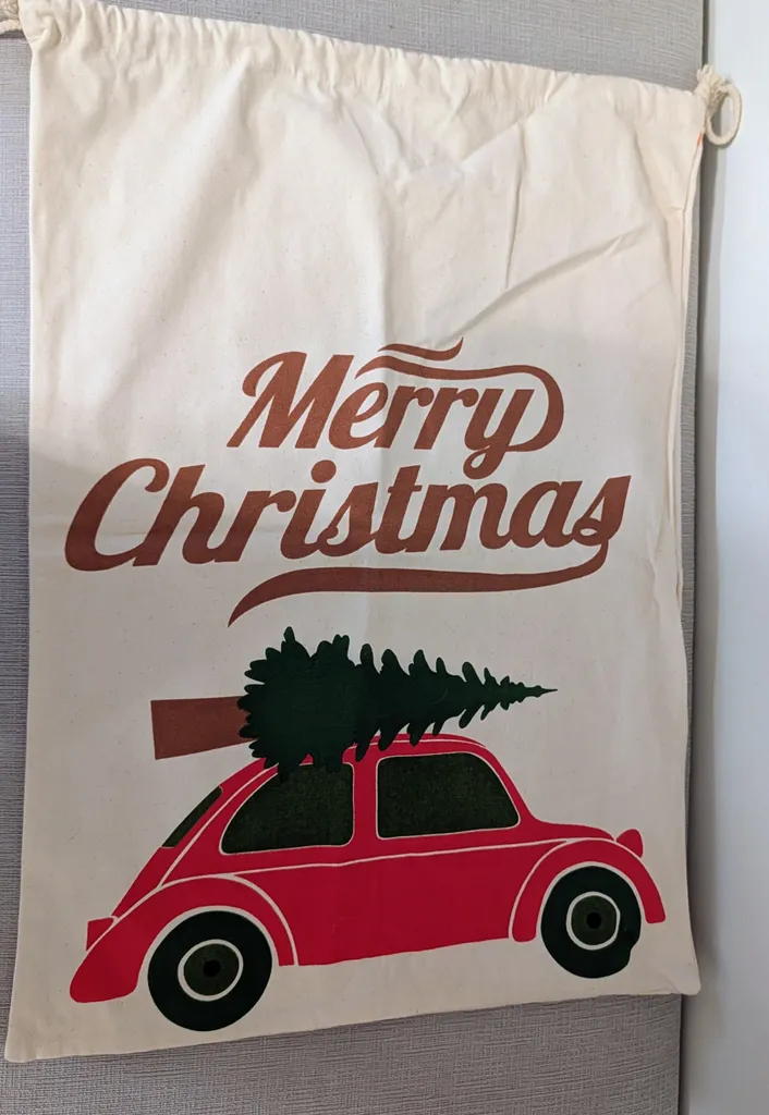 Merry Christmas Canvas Drawstring Bag photo 1