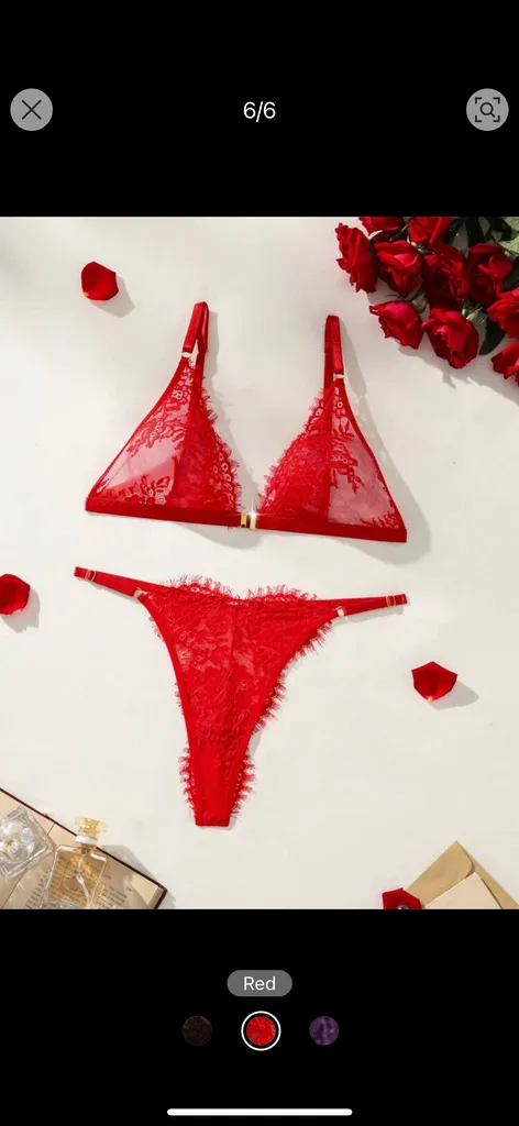 Red lingerie matching set bra and panties photo 1
