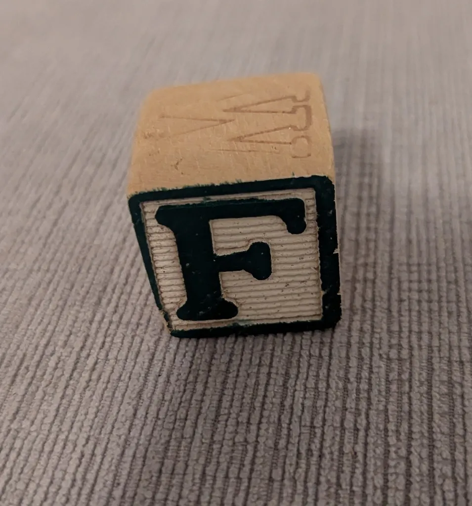 Vintage Wooden Block Letter F photo 1