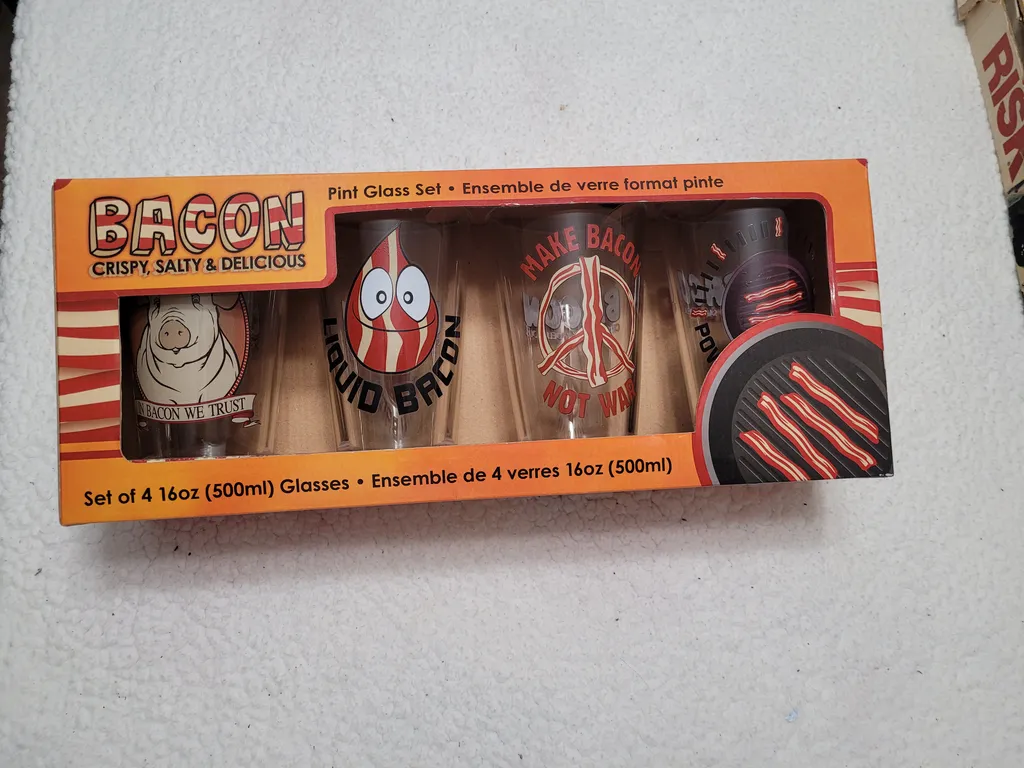 Bacon glasses set of 4 NEW photo 1