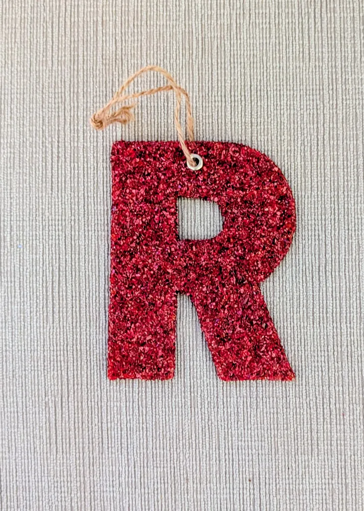 Red Glitter Letter R Ornament photo 1