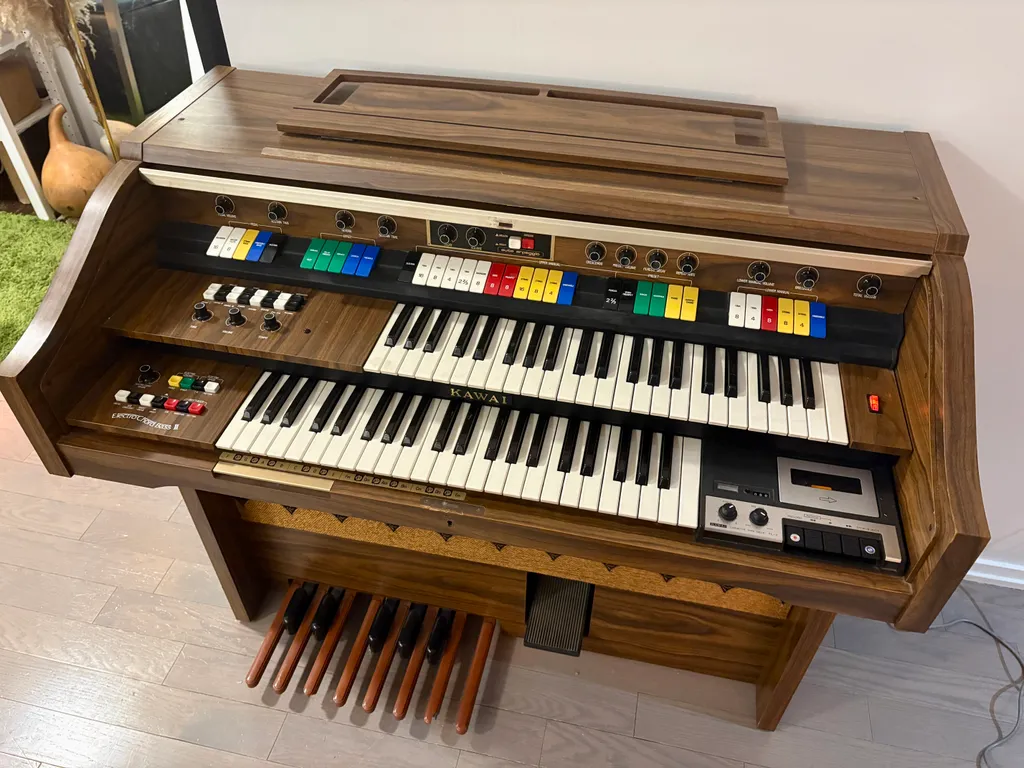 1970's Kawai E350W Electric Organ with Cassette Tape Recorder photo 1