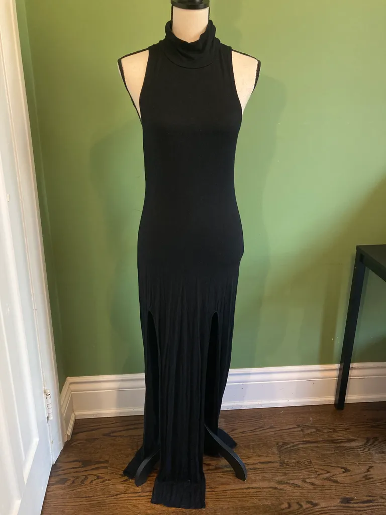 Long black maxi slits dress size small photo 1