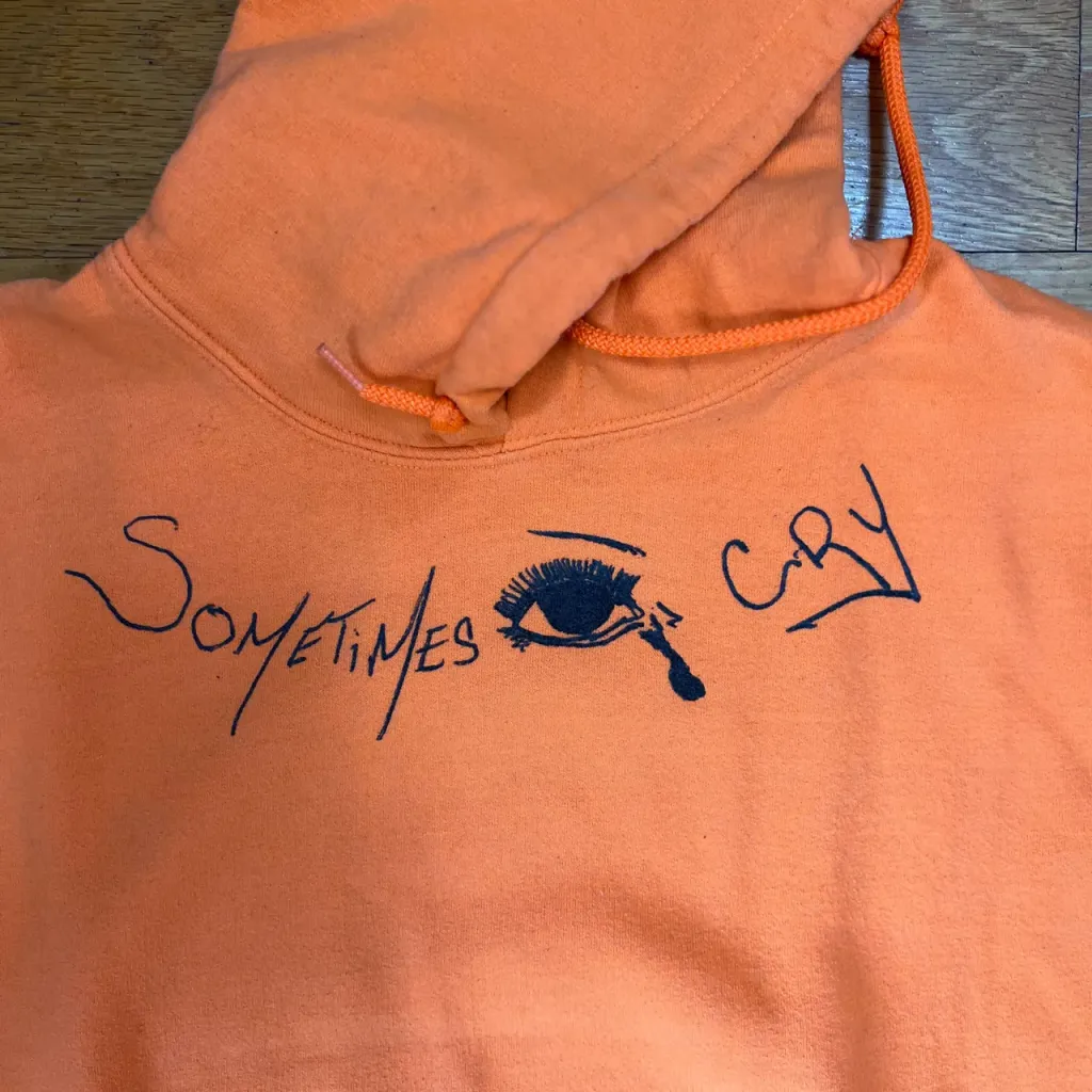 Orange Tupac Hoodie, ‘Sometimes Eyes Cry’, Unisex Medium, GUC photo 1