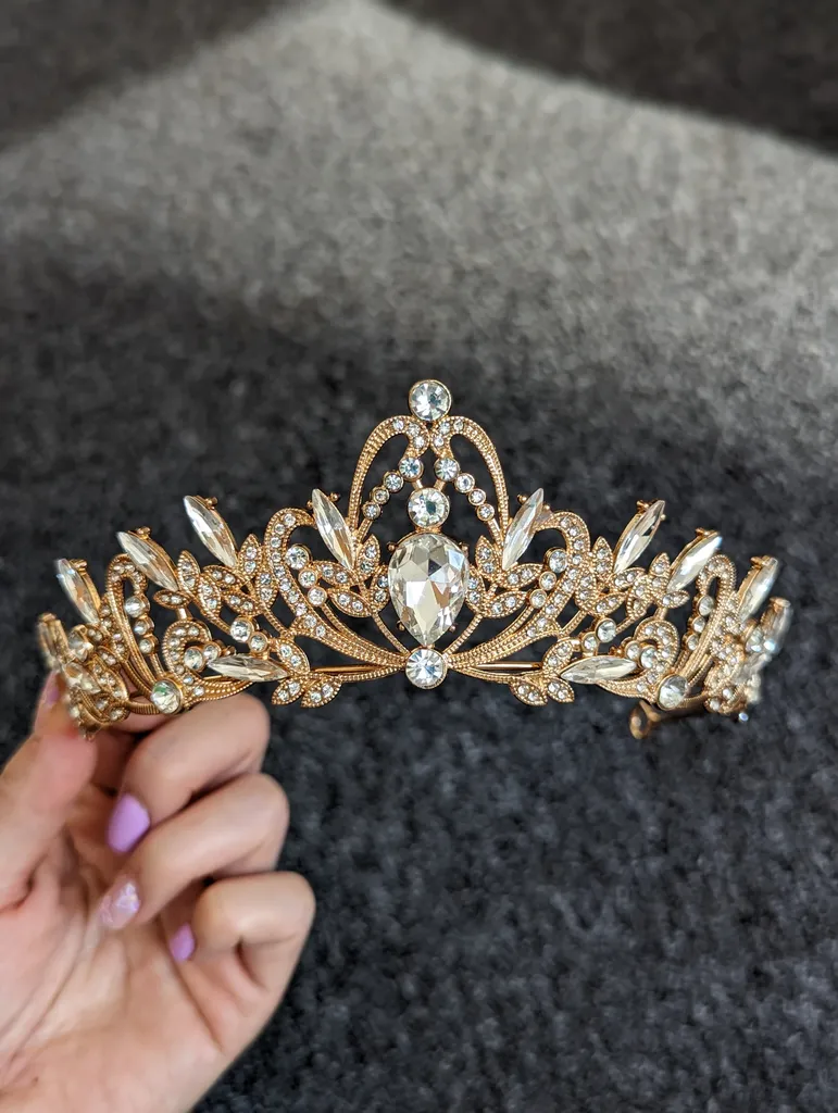 Gold Metal Tiara with Silver Gems photo 1