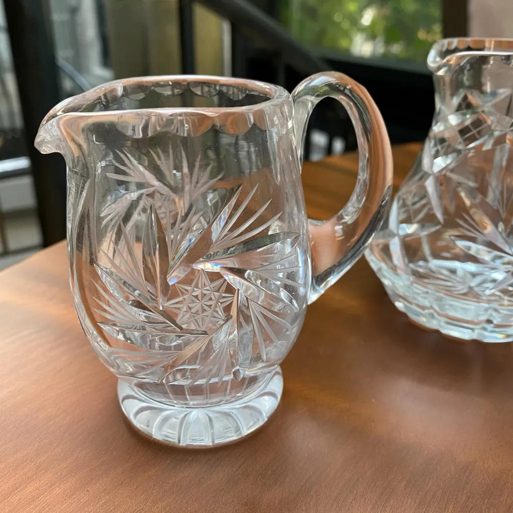 Vintage Bohemian Crystal Pinwheel Mini Jug / Creamer photo 1