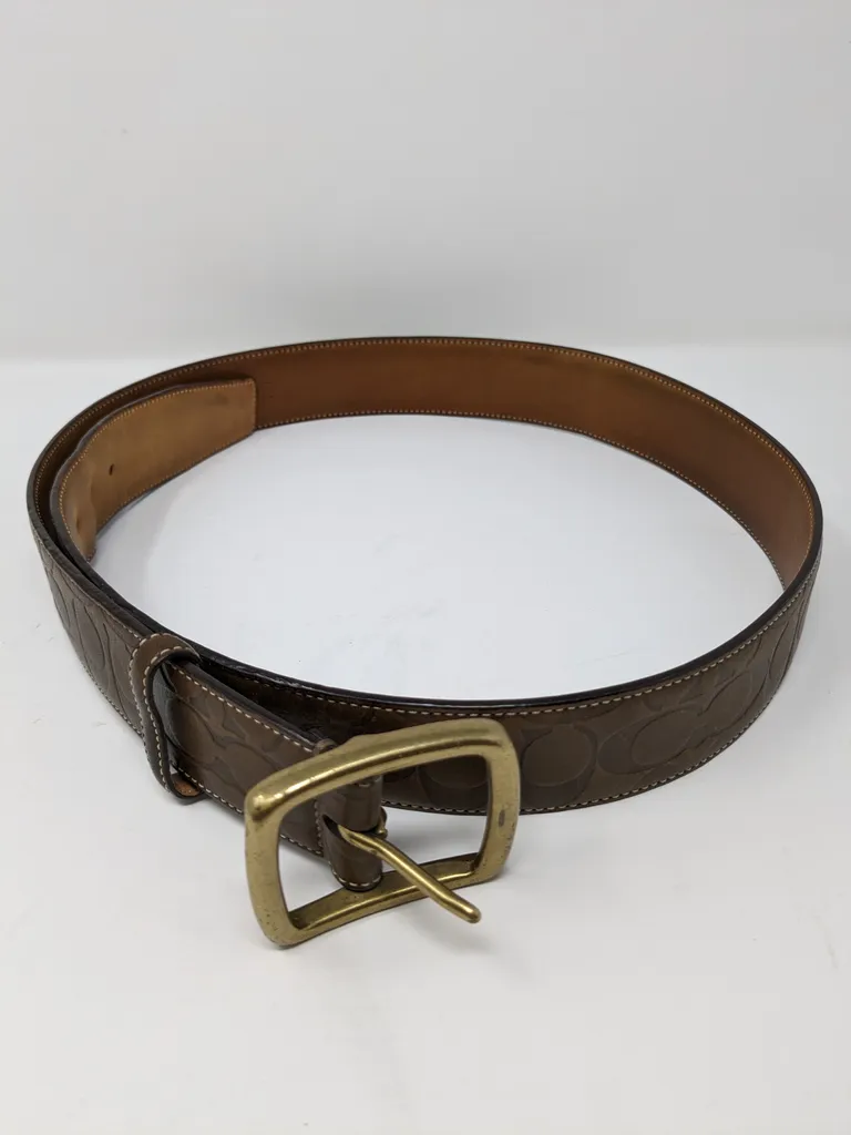 Men's Brown Leather Coach Belt photo 1