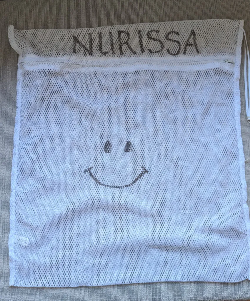 Personalized Mesh Laundry Bag with Smiley Face photo 1
