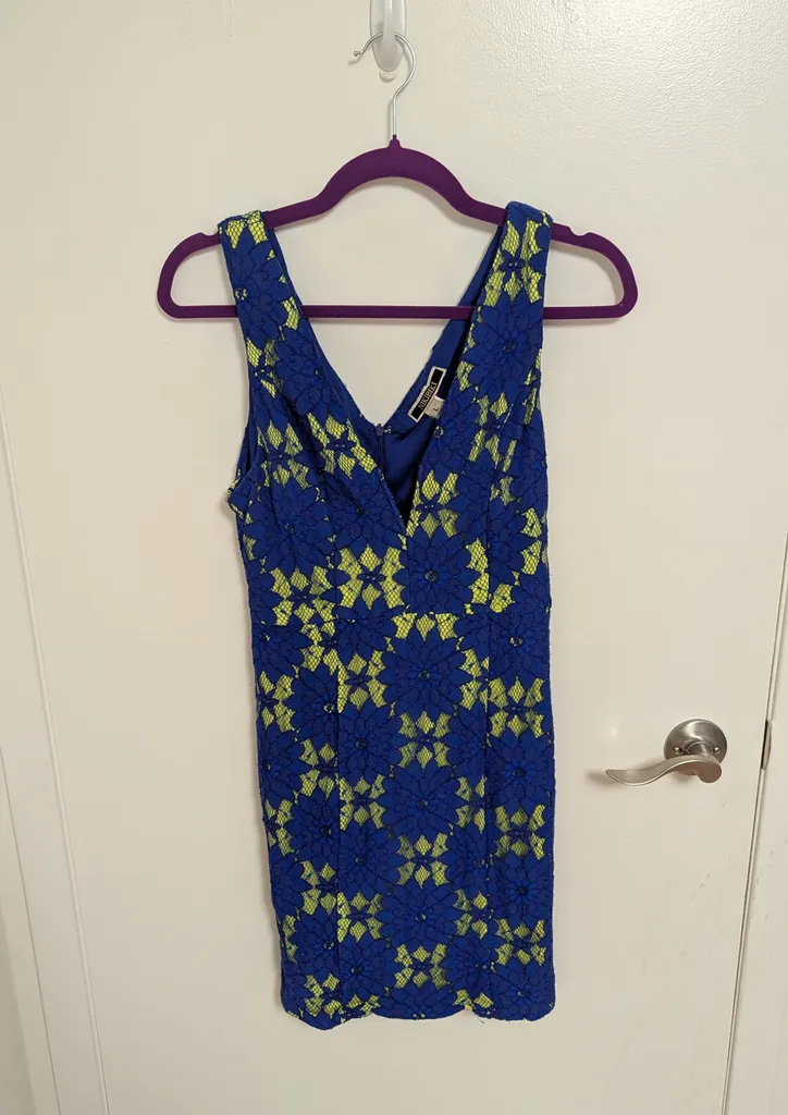 NIKIBIKI Blue and Yellow Floral Dress - Women's Size Large photo 1