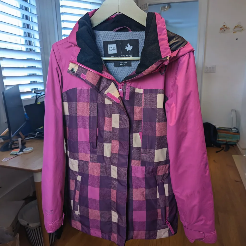 Pink/Purple Plaid Ski Jacket (Powder Room) XS photo 1