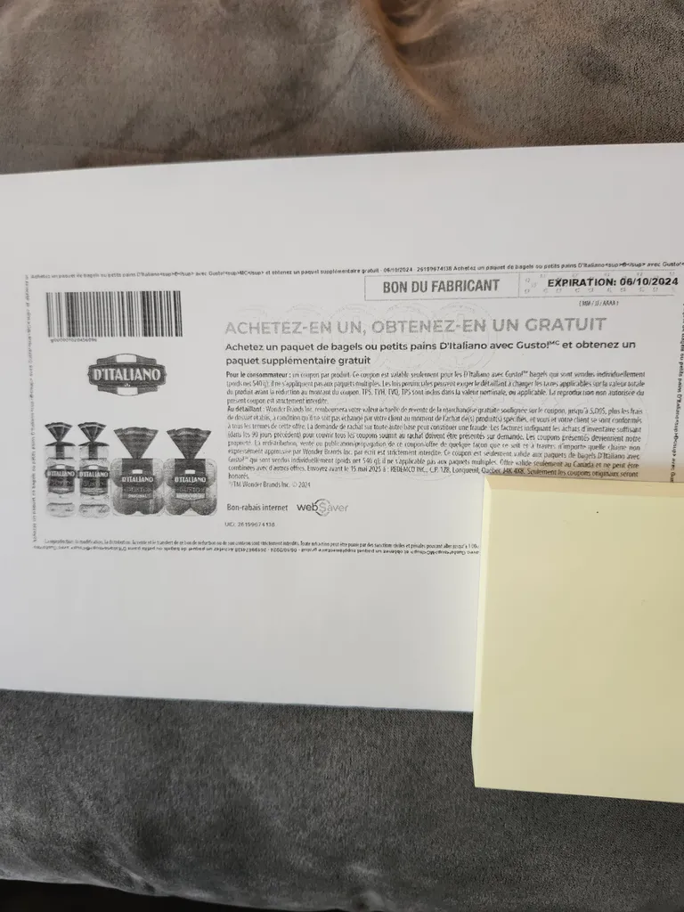 Print out coupon for 1+1Free D'Italiano bagels/buns. photo 1