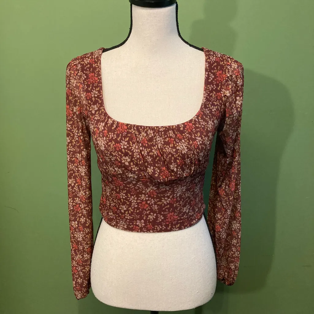 CROPPED Y2K FLORAL BABYDOLL TOP SIZE S/M photo 1