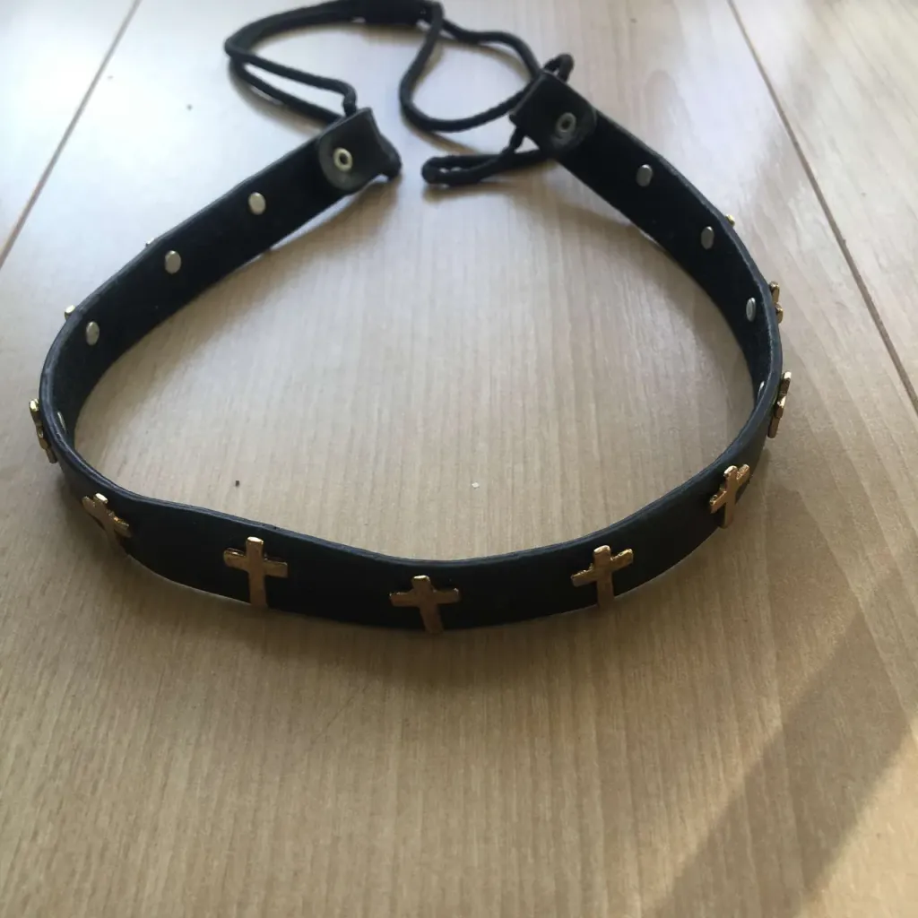 Black Headband with Gold Crucifixes photo 1