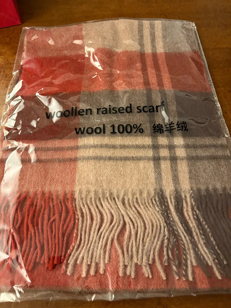New 100% Wool Plaid Scarf – Soft & Warm  photo 1
