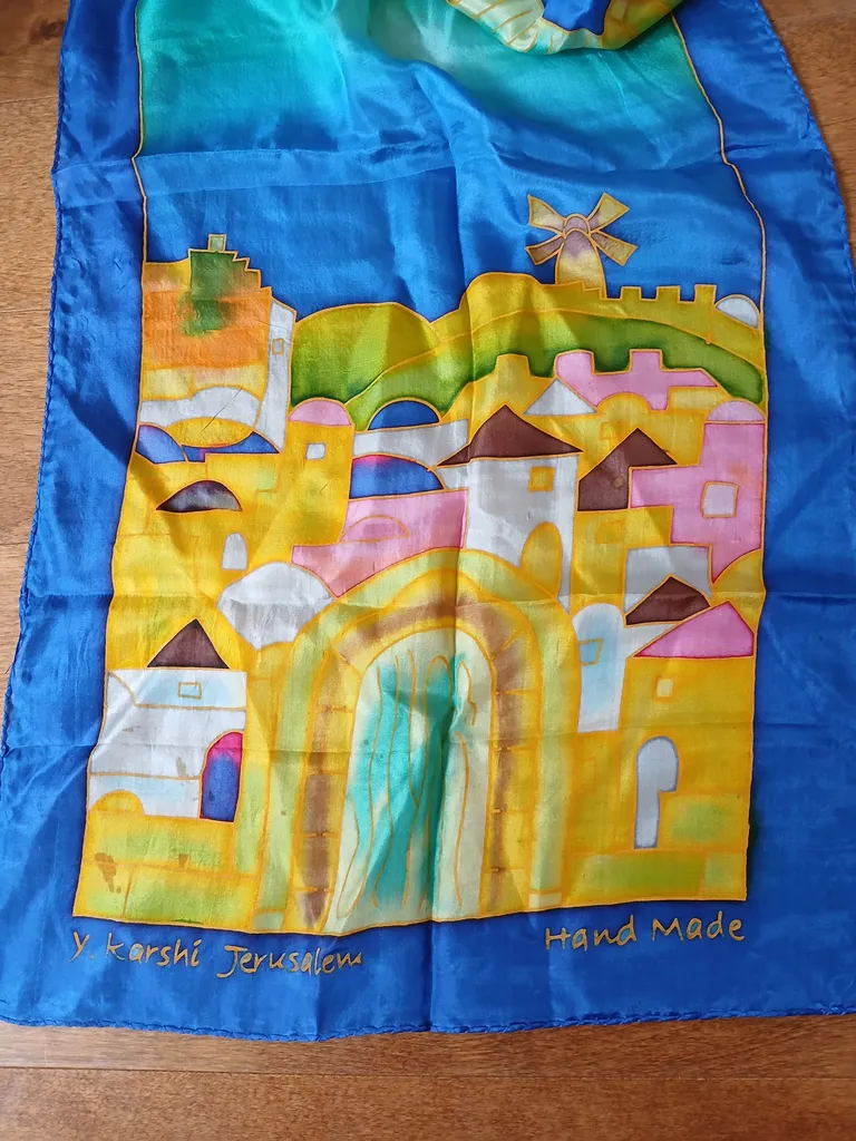 Silk handmade Jerusalem scarf photo 1
