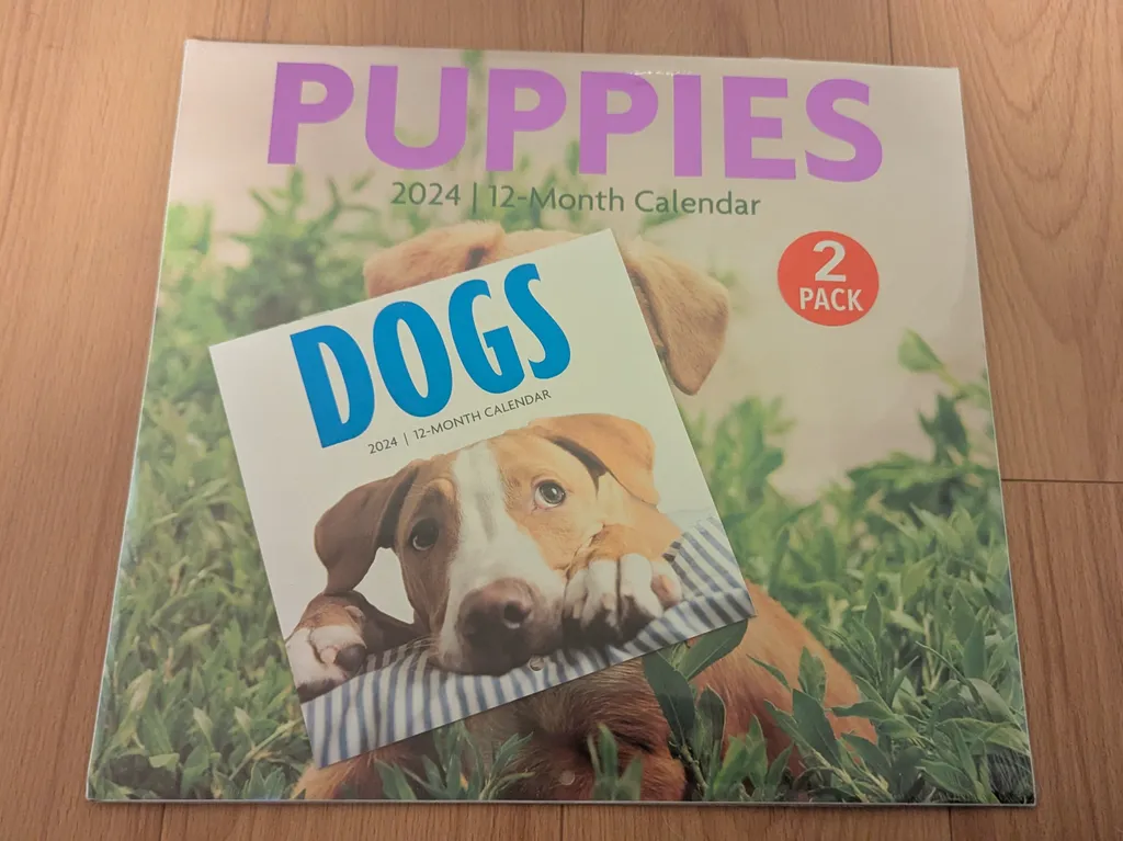 Brand New 2024 Puppies 12-Month Calendar 2-Pack photo 1