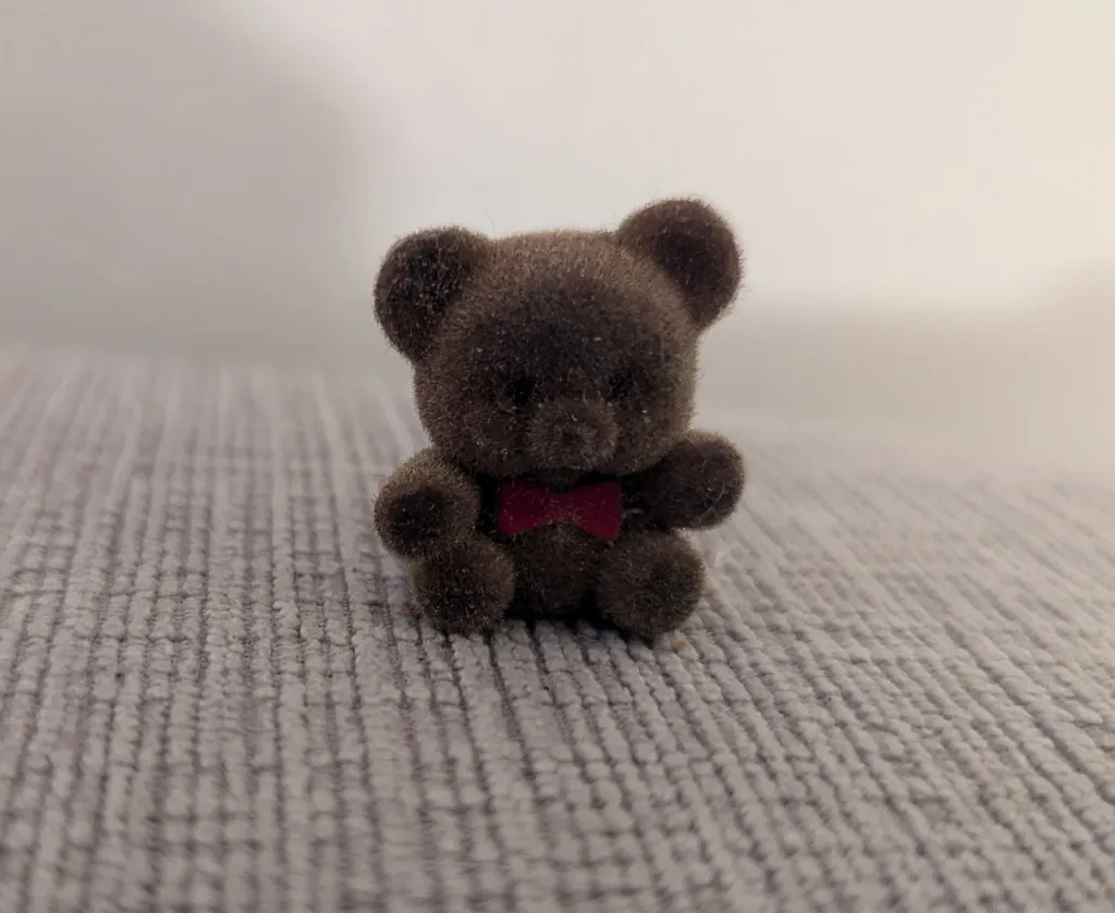 Miniature Brown Teddy Bear with Red Bow photo 1