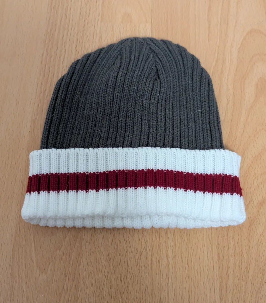 Brand New Grey, White & Red Striped Beanie photo 1