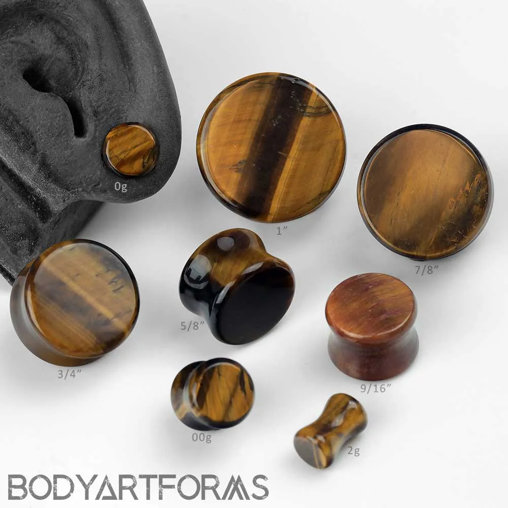 6g Yellow tiger eye stone plugs BNIP photo 1