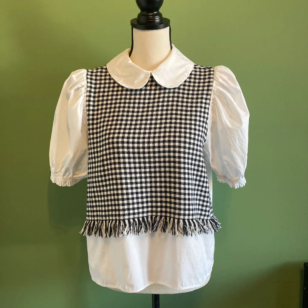Zara gingham print vest like top size Large photo 1