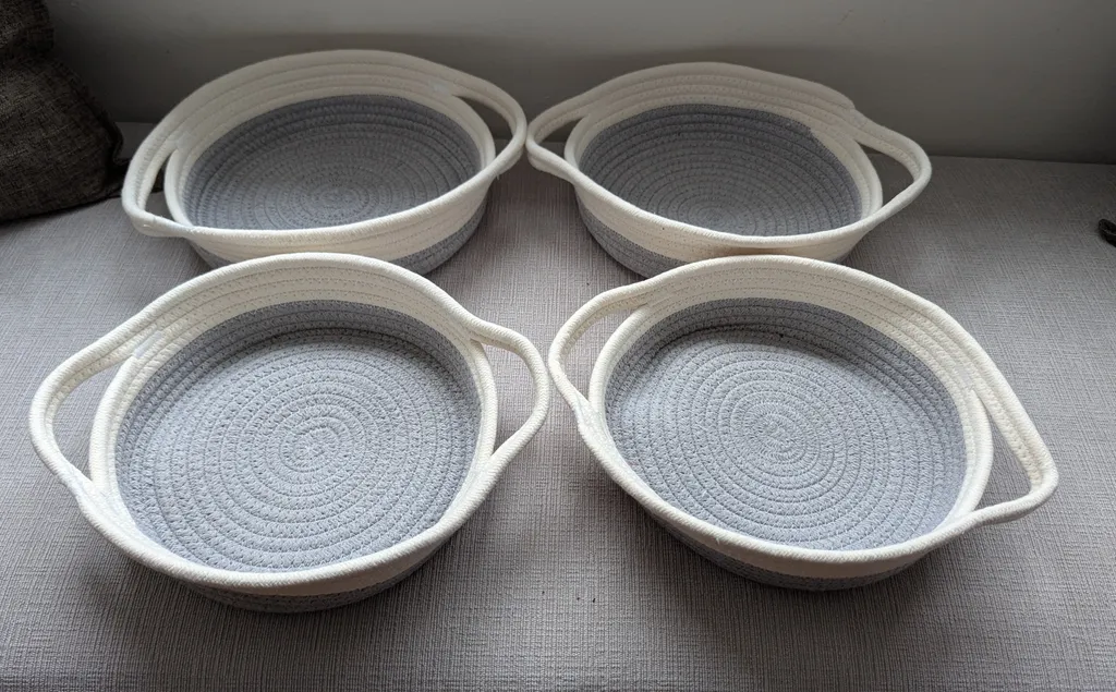 Set of Four Grey and White Rope Storage Baskets photo 1