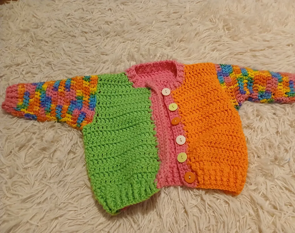 Crochet baby sweater likely size 12-18m photo 1