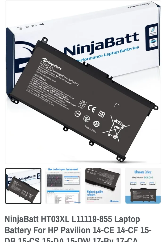 Ninjabatt HT03XL Laptop battery photo 1