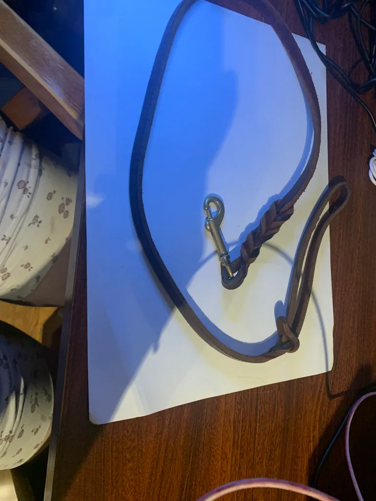 Leather dog leash 3 ft photo 1