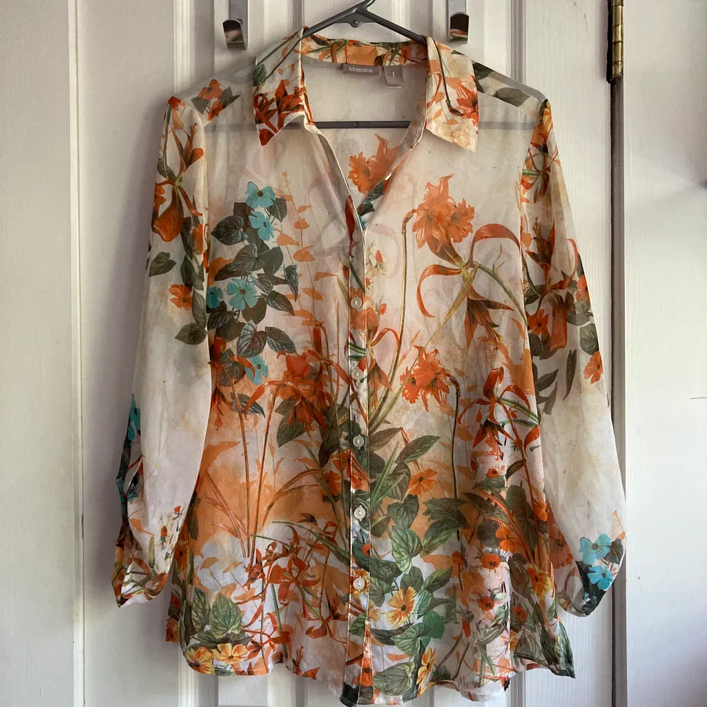 Chicos sheer blouse size 1  or XL photo 1