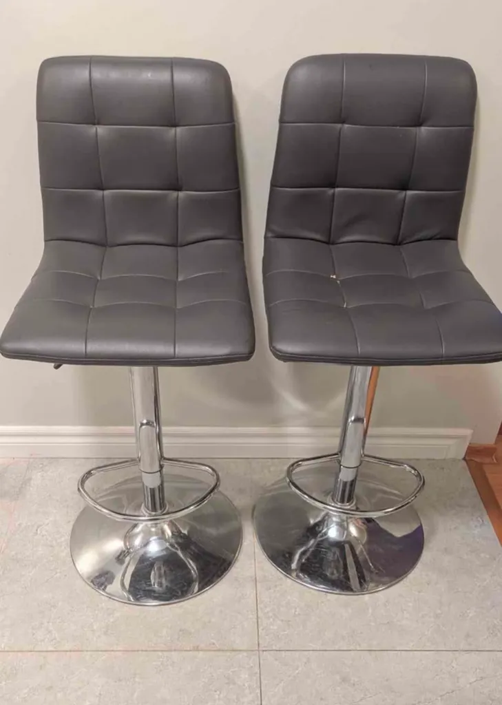 Two Grey Adjustable Bar Stools photo 1