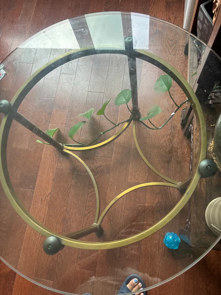 Brass glass top table  photo 1