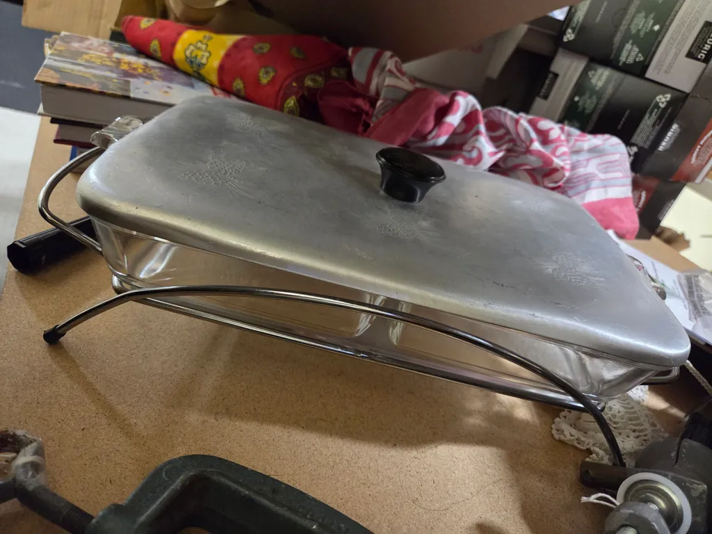 2 section glass dish w cradle  photo 1