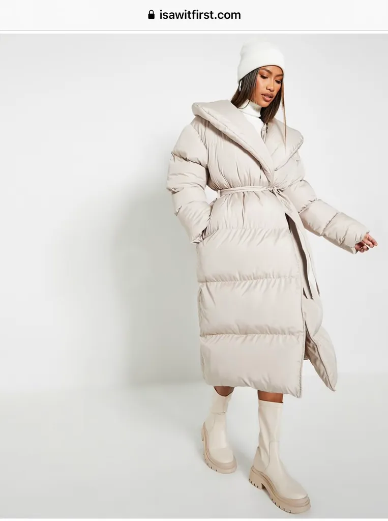 Cream long puffer jacket  photo 1