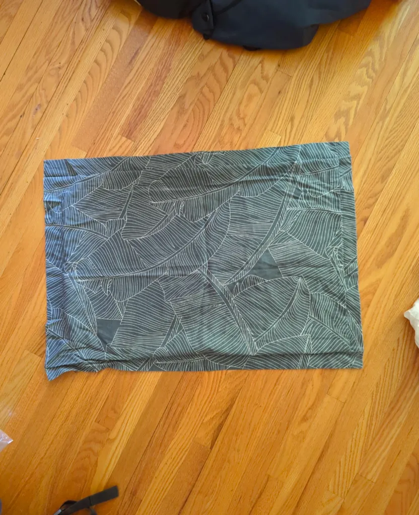 Dark Gray pillowcase with white leaf pattern photo 1