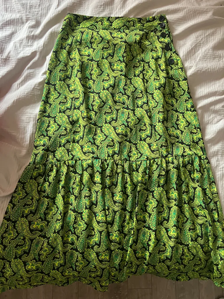 Topshop Green paisley skirt size 6 photo 1