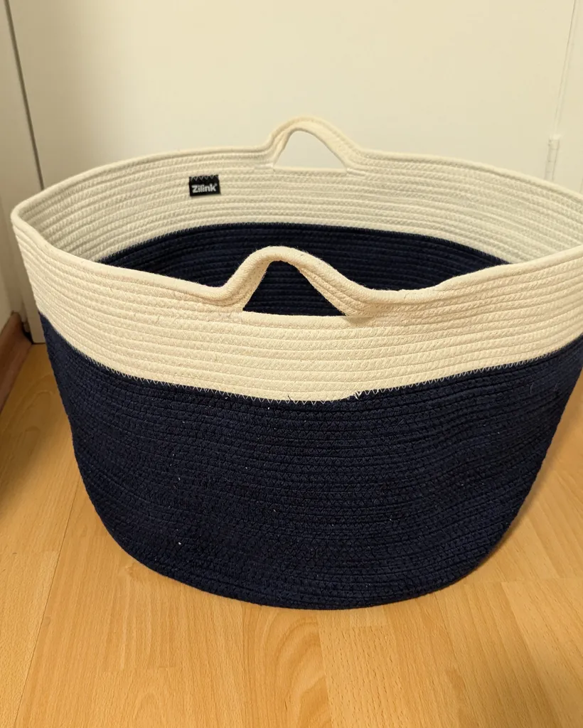 Zilink Large Rope Storage Basket - Navy and Cream photo 1