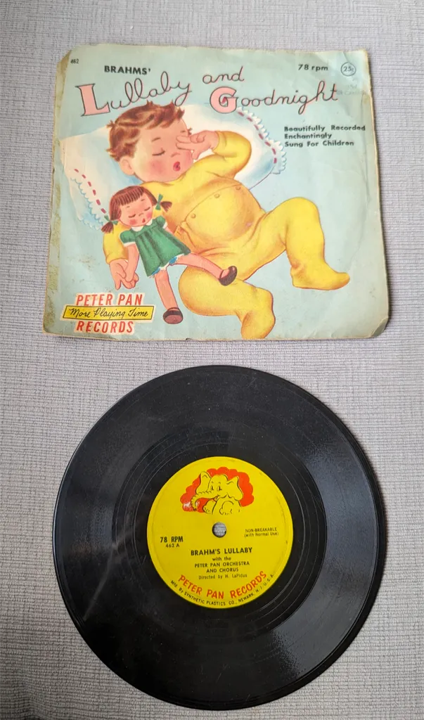Vintage Peter Pan Records Brahms' Lullaby 78 RPM Record photo 1