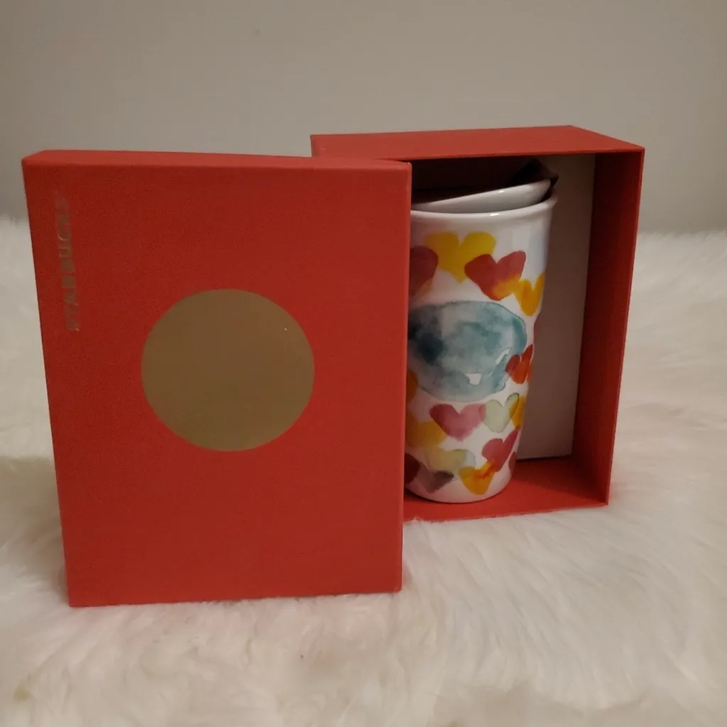 NEW Starbucks Multicolor Heart Ceramic Tumbler photo 1