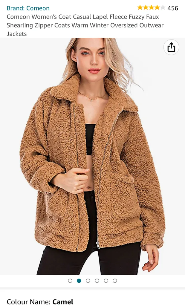 Camel Fuzzy Faux Shearling Teddy Coat photo 1